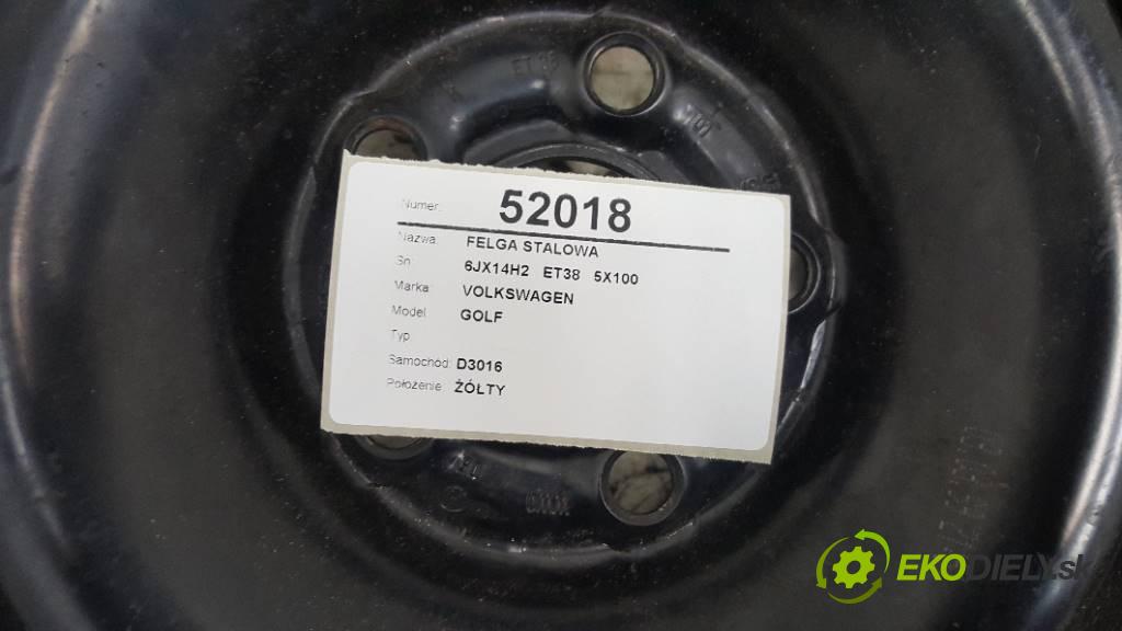 VOLKSWAGEN GOLF   1999 50KW   1896 disk oceľový 6JX14H2   ET38   5X100