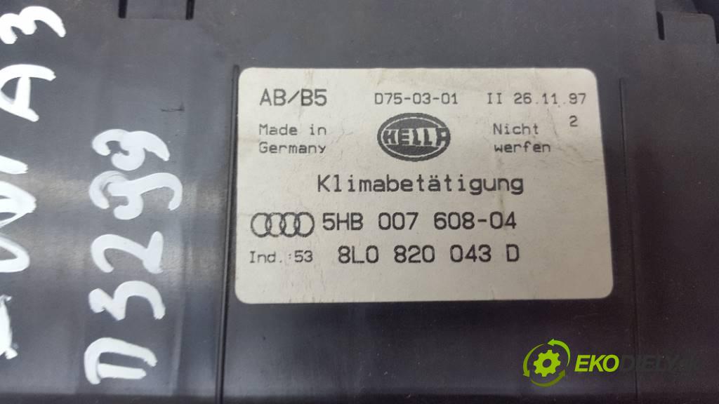 AUDI A3   1997 125 kW      1781 Panel ovládaní topení 8L0820043D 5HB007608-04 (Ovládaní topení a přepínače)