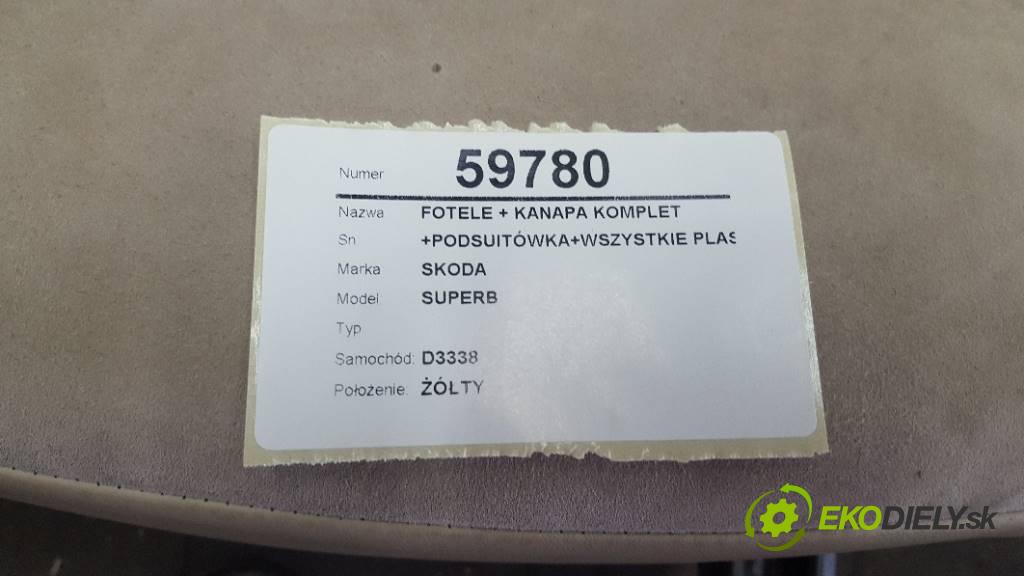 SKODA SUPERB   2009 260 kW     3597 Sedadlá, sedačky + Sedadlo +PODSUITÓWKA+WSZYSTKIE PLASTIKI +BOCZKI