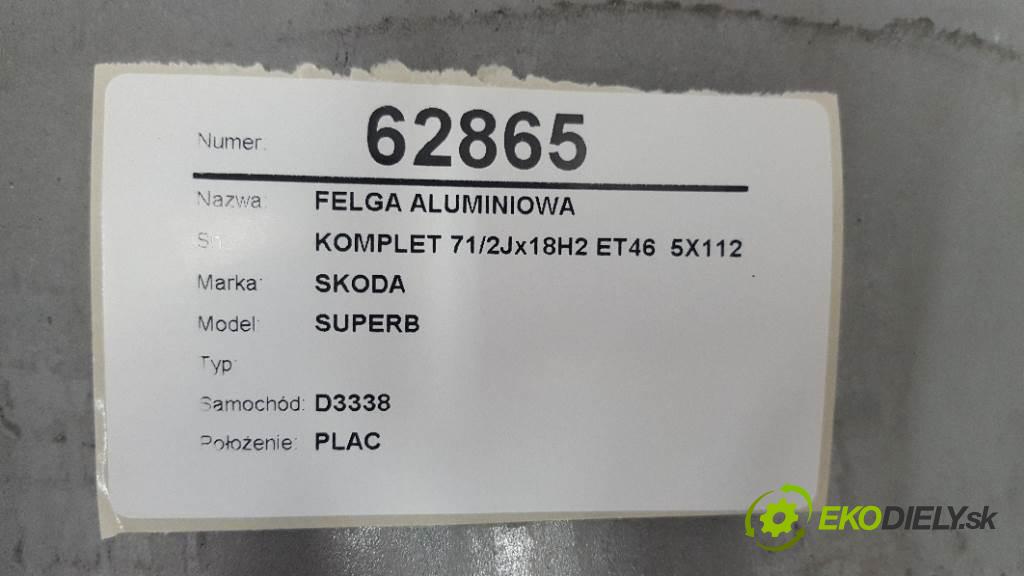 SKODA SUPERB   2009 260 kW           3597 disk KOMPLET 71/2Jx18H2 ET46  5X112  2 DO PROSTOWANIA (Hliníkové)
