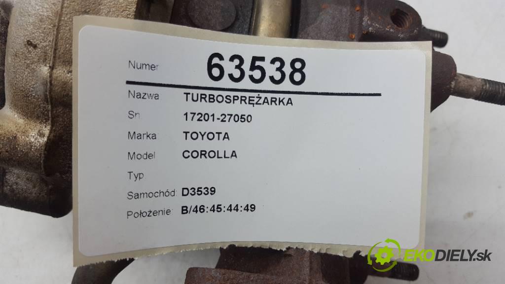 TOYOTA COROLLA   2002 66kW            1995 Turbodúchadlo,turbo 17201-27050 (Turbodúchadlá (kompletné))