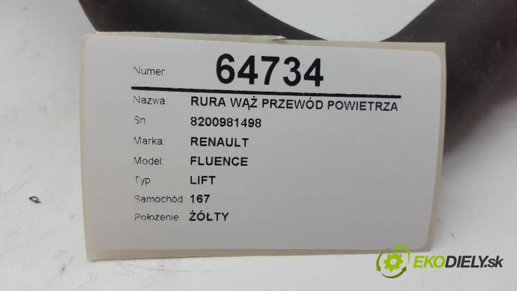 RENAULT FLUENCE LIFT 2013 81kW LIFT 1461 Rúra hadice trubka vzduchu 8200981498 (Hadice chlazení vzduchu)