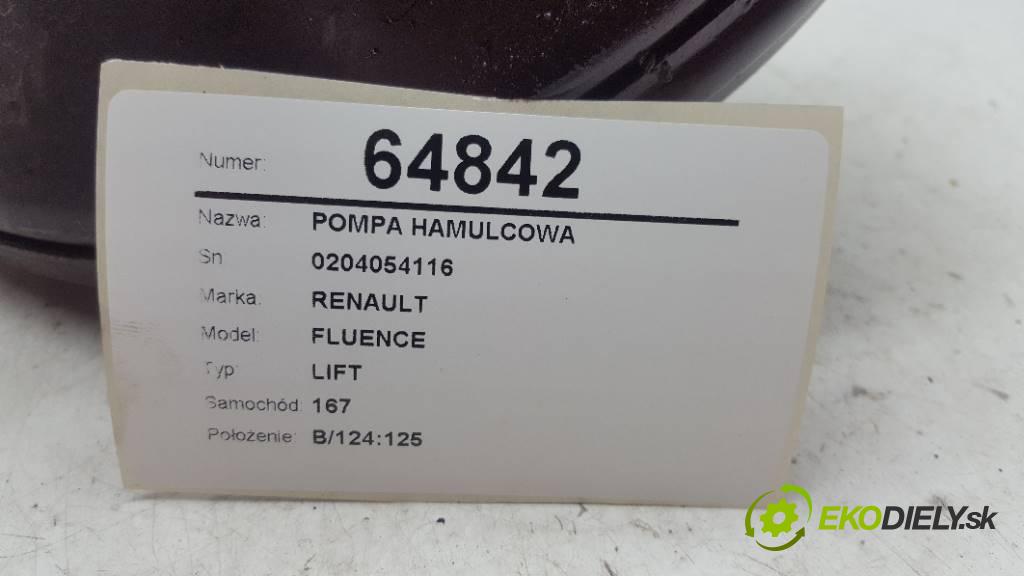 RENAULT FLUENCE LIFT 2013 81kW LIFT 1461 Pumpa brzdová 0204054116 (Posilňovače bŕzd)