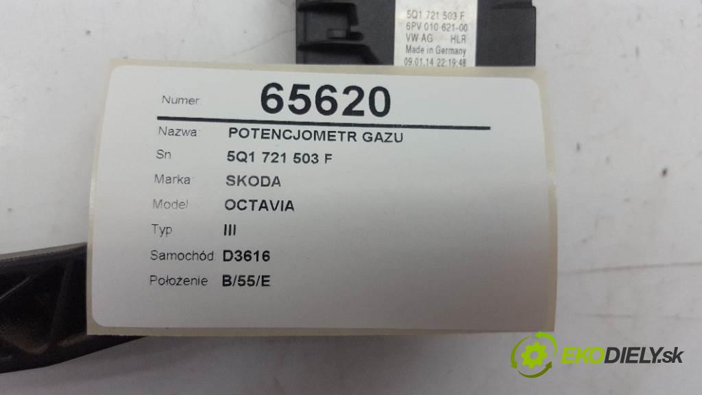 SKODA OCTAVIA III 2014 110kW III 1968 Potenciometer plynového pedálu 5Q1 721 503 F (Pedále)