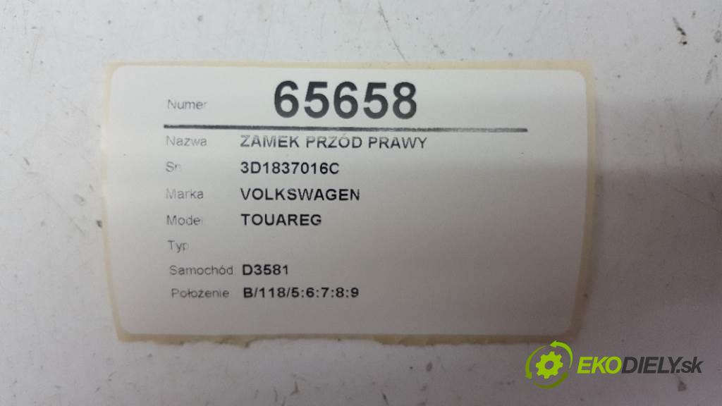VOLKSWAGEN TOUAREG  2003 162kW      3189 zámok přední část pravý 3D1837016C 9PIN