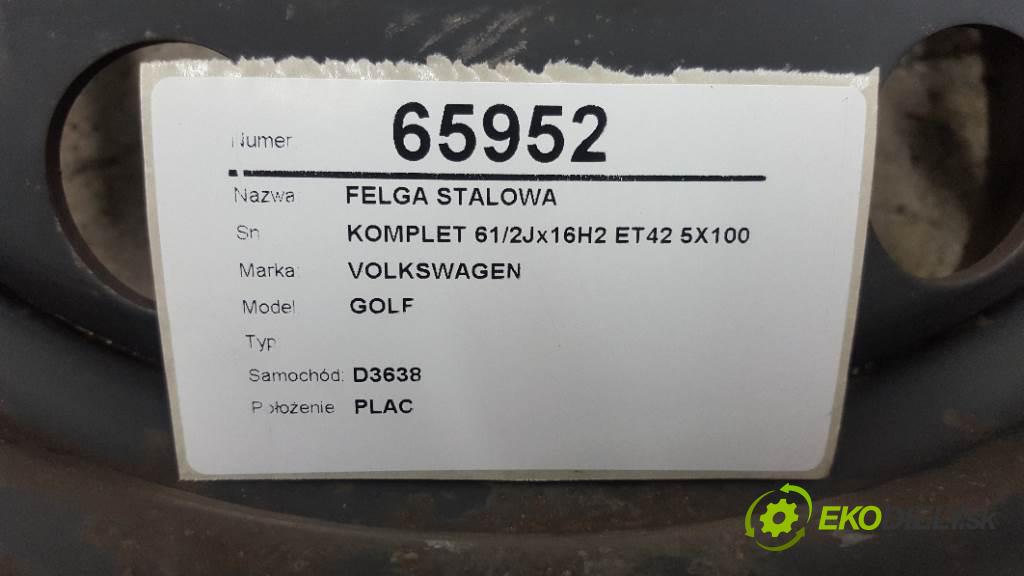 VOLKSWAGEN GOLF  2020 74kW   1896 disk OCEL: KOMPLET 61/2Jx16H2 ET42 5X100