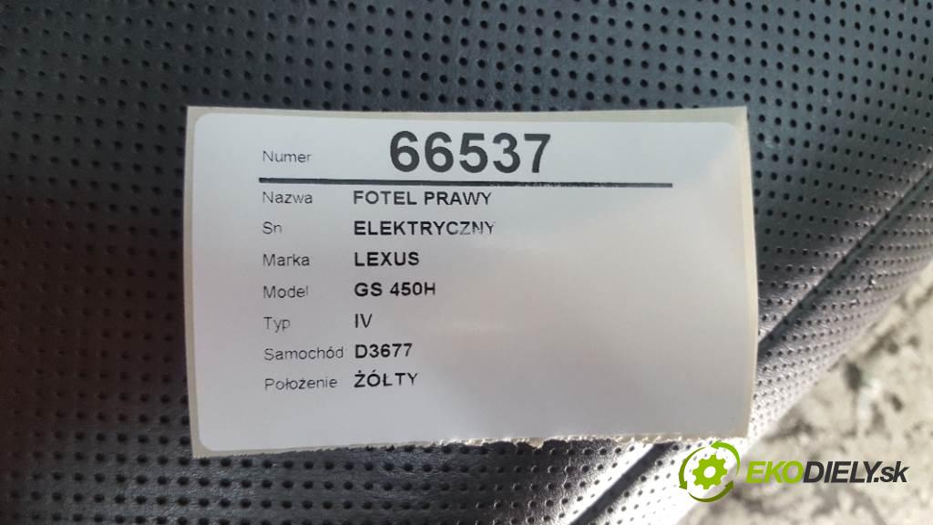 LEXUS GS 450H IV 2012 215kW IV 3456 Sedadlo pravy ELEKTRYCZNY  (Sedačky, sedadlá)