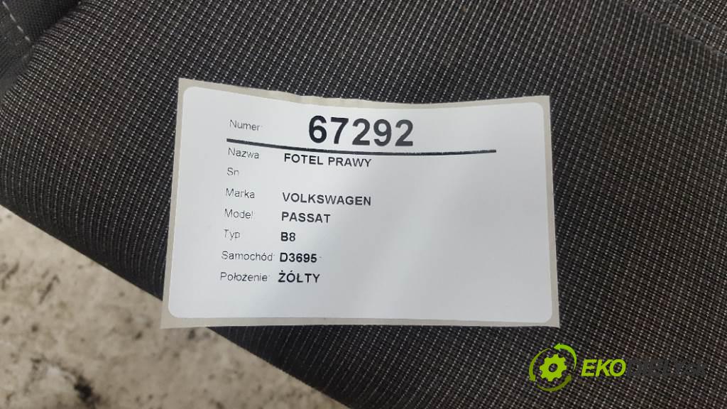 VOLKSWAGEN PASSAT B8 2017 110kW B8 1968 Sedadlo pravy  (Sedačky, sedadlá)