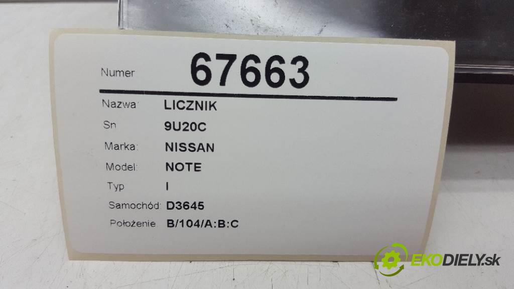NISSAN NOTE I 2007 81kW I 1598 Prístrojovka 9U20C (Prístrojové dosky, displeje)