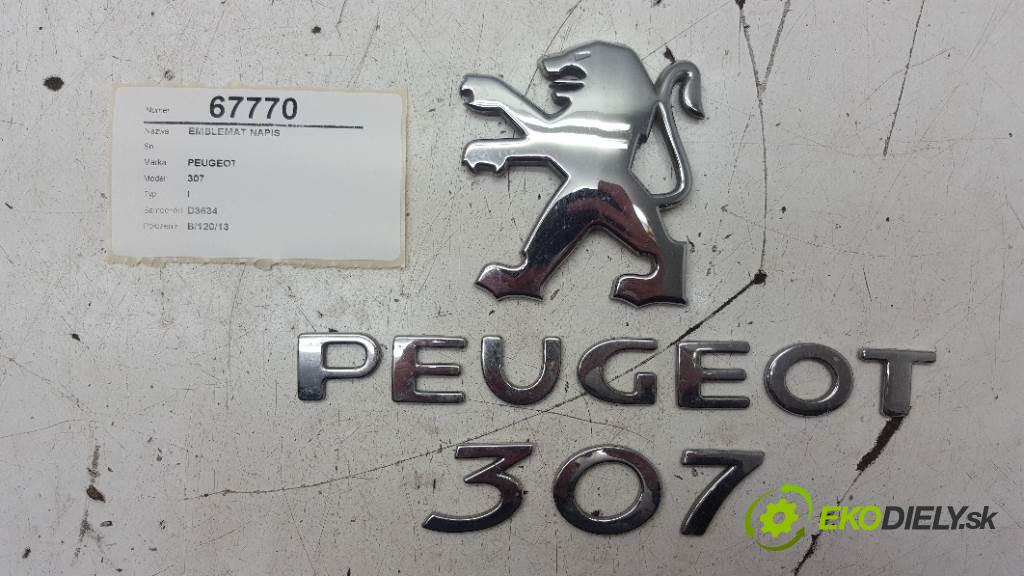 PEUGEOT 307 I 2003 80kW I 1587 znak nápis