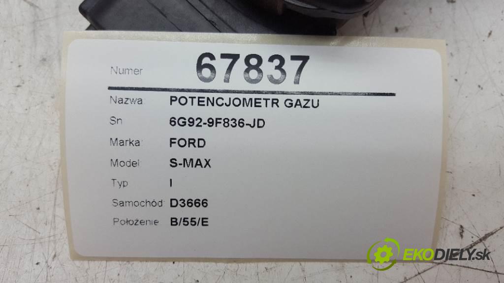 FORD S-MAX I 2009 129 kW I 2179 Potenciometer plynového pedálu 6G92-9F836-JD (Pedále)