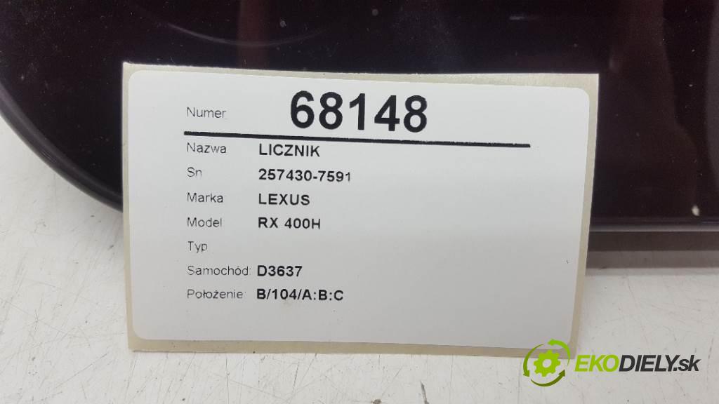 LEXUS RX 400H  2007 155kW   3311 Prístrojovka 257430-7591 (Prístrojové dosky, displeje)