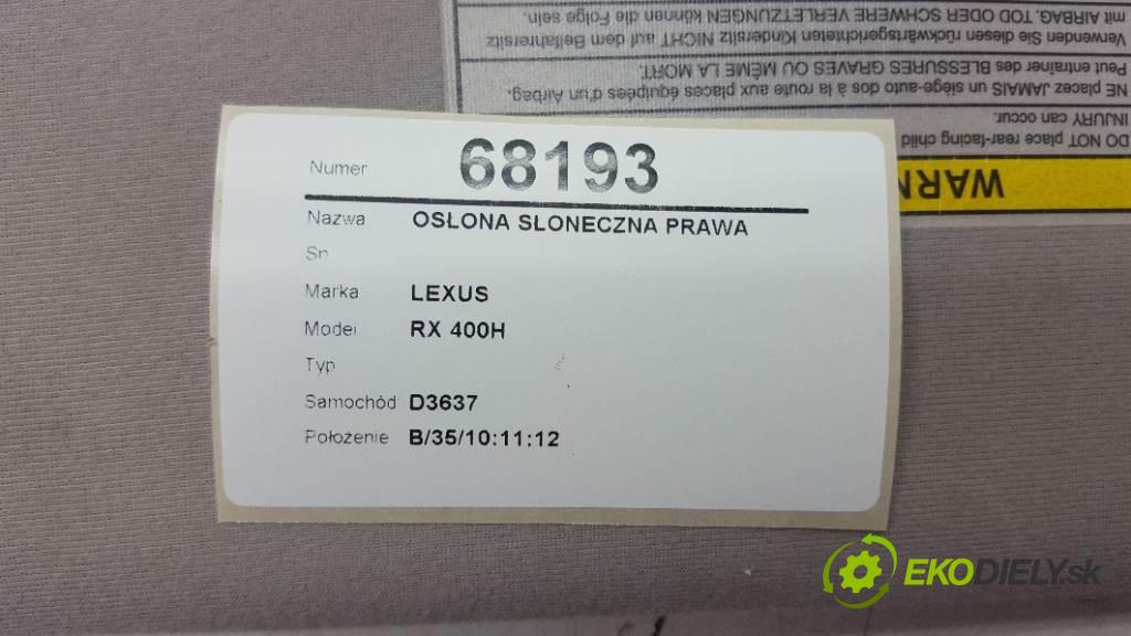 LEXUS RX 400H  2007 155kW   3311 Clona SLUNNÝ: pravá