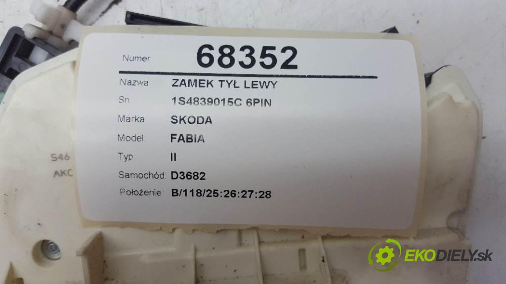 SKODA FABIA II 2012 63kW II 1197 zámok zadní část levý 1S4839015C 6PIN