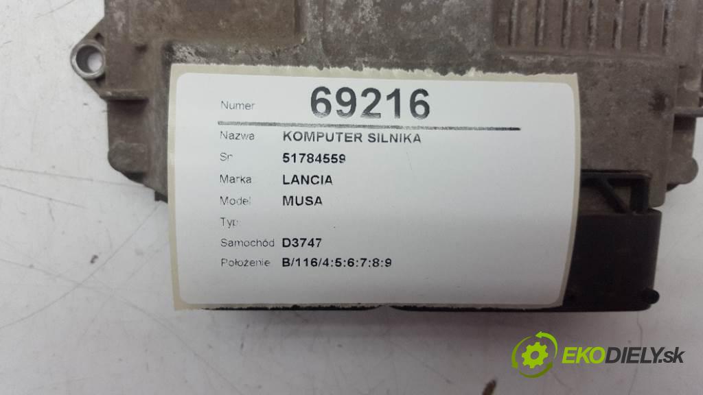 LANCIA MUSA  2006 66kW   1248 riadiaca jednotka Motor 51784559 (Riadiace jednotky)
