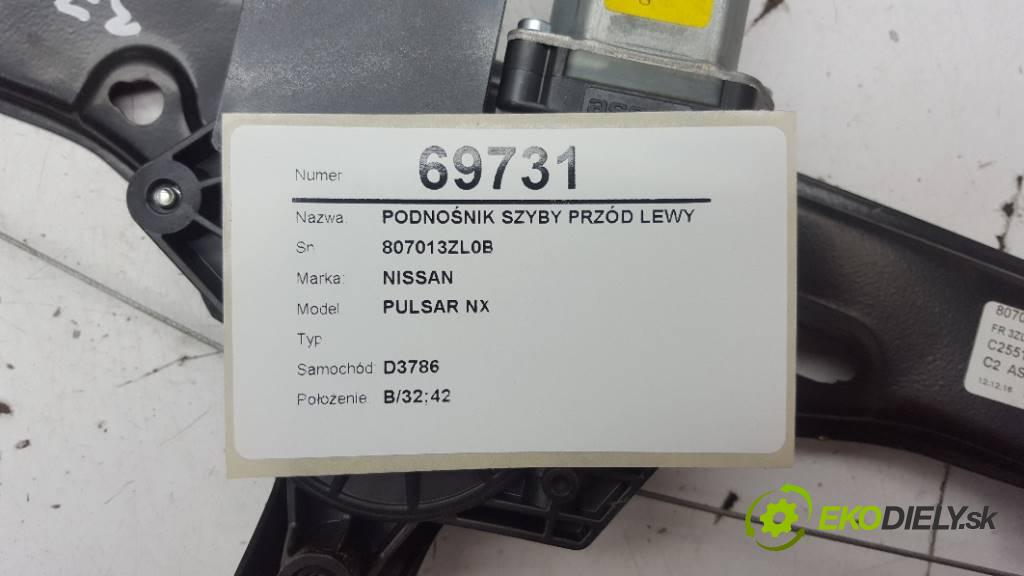 NISSAN PULSAR NX   2017 85kW   1197 Mechanizmus okna predný ľavy 807013ZL0B (Predné ľavé)