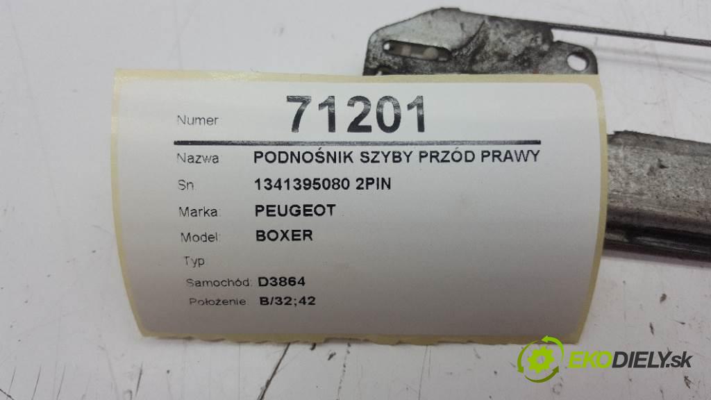 PEUGEOT BOXER  2005 74kW    2179 Mechanizmus okna predný pravy 1341395080 2PIN (Ostatné)