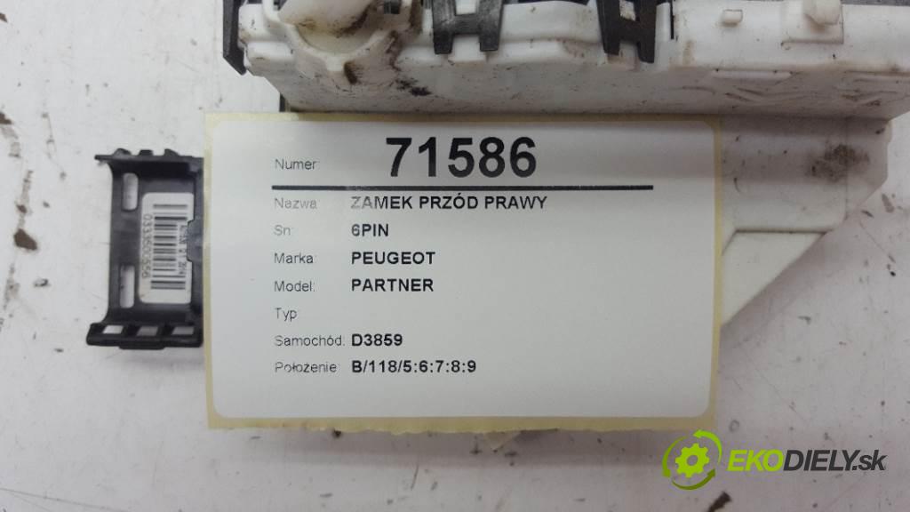 PEUGEOT PARTNER  2014 66kW    1560 zámok přední část pravý 6PIN