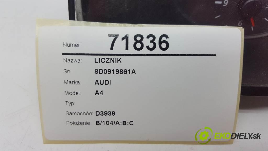 AUDI A4  1998 BRAK DANYCH    1896 prístrojovka 8D0919861A (Přístrojové desky, displeje)