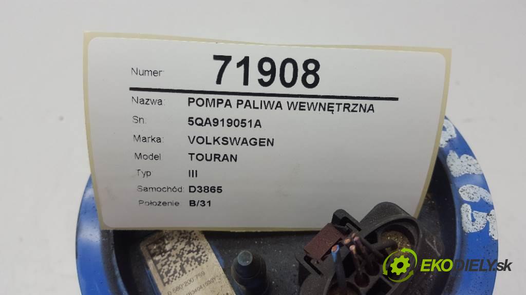 VOLKSWAGEN TOURAN III 2017 132 kW III 1798 Pumpa paliva vnútorná 5QA919051A (Palivové pumpy, čerpadlá, plaváky)
