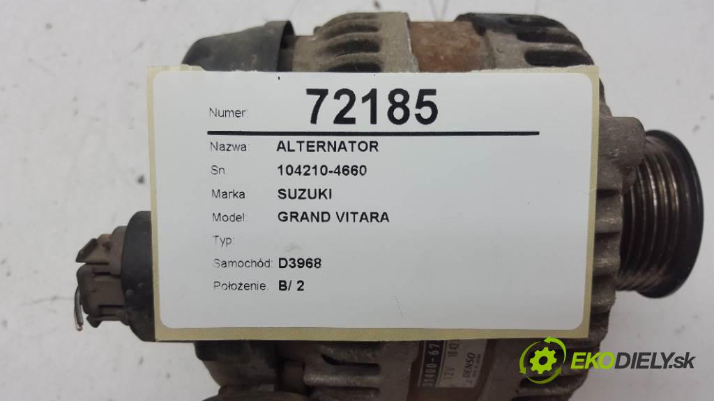 SUZUKI GRAND VITARA  2007 95kW    1870 Alternátor 104210-4660 (Alternátory)