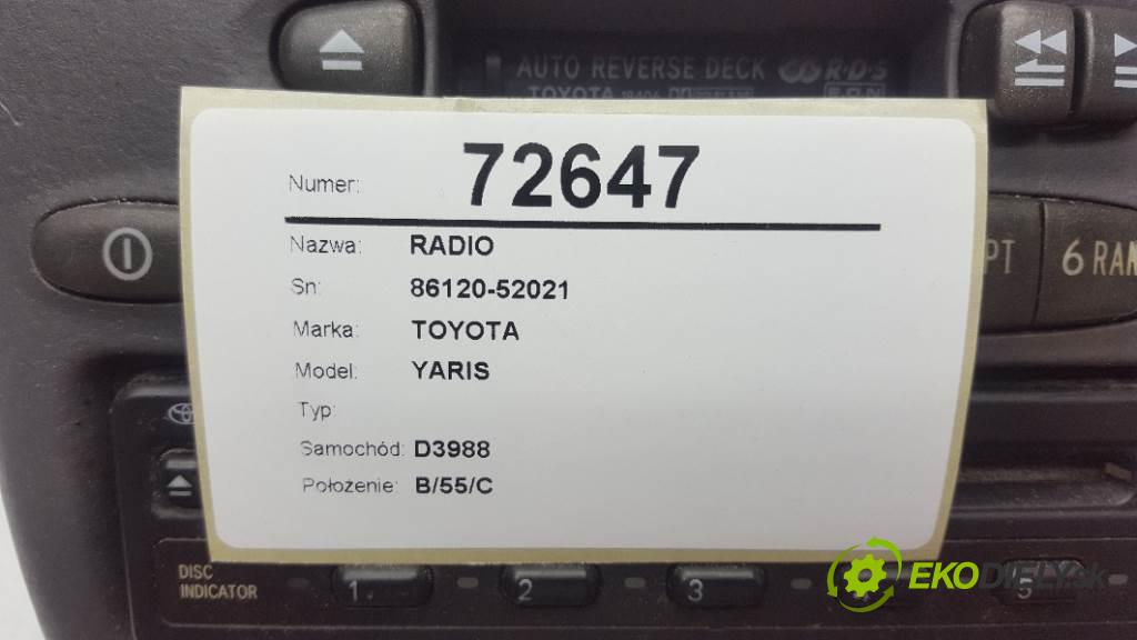 TOYOTA YARIS  2001 50kW    998 RADIO 86120-52021 (Audio zariadenia)