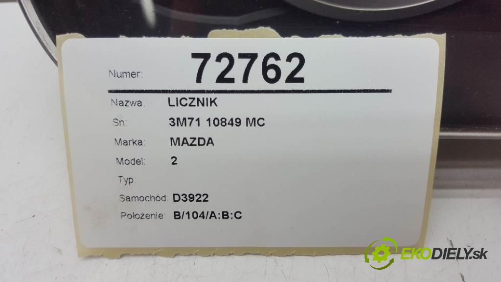 MAZDA 2  2005 74kW    1596 Prístrojovka 3M71 10849 MC (Prístrojové dosky, displeje)