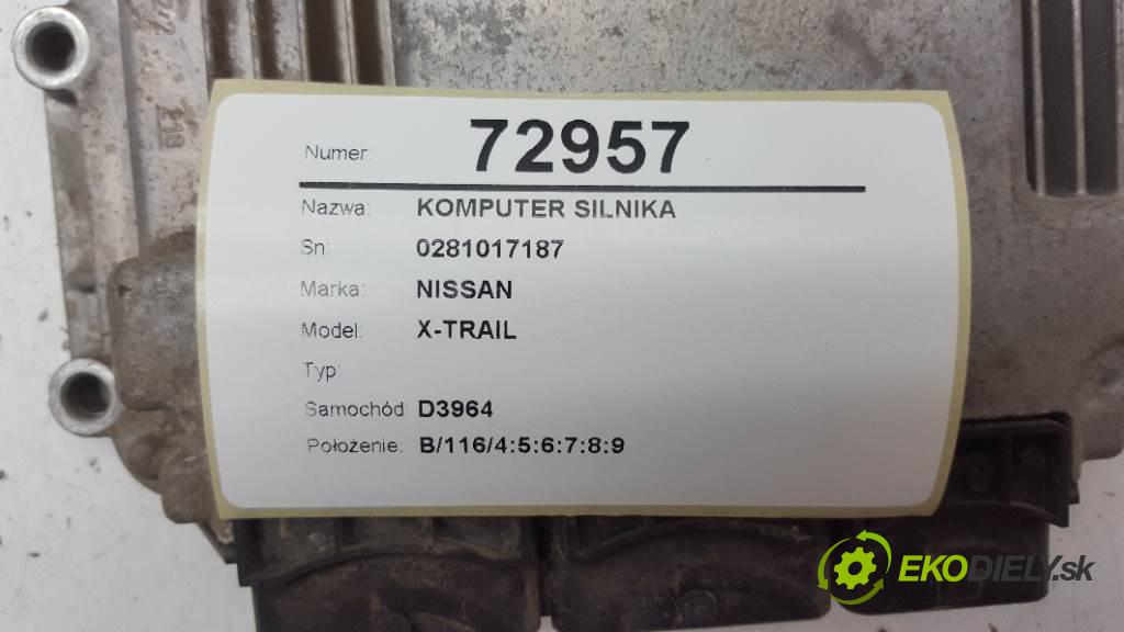 NISSAN X-TRAIL  2011 127kW     1995 riadiaca jednotka Motor 0281017187 (Riadiace jednotky)