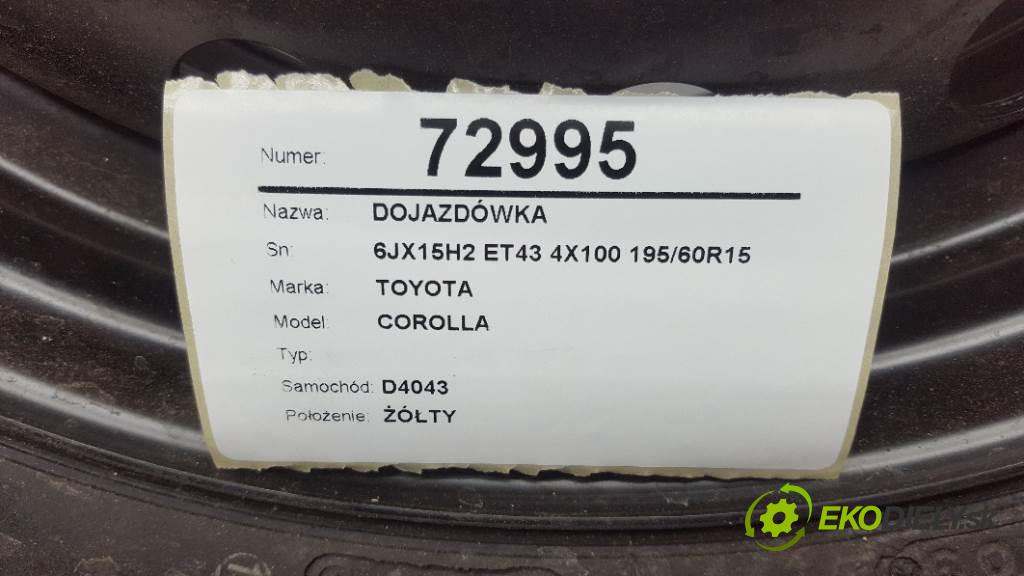 TOYOTA COROLLA  2003 81kW    1598 rezerva 6JX15H2 ET43 4X100 195/60R15 (Kola dojezdové)