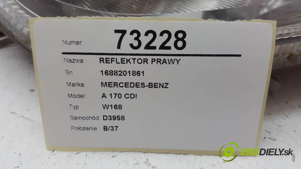 MERCEDES-BENZ A 170 CDI W168 2004 70kW W168 1689 Svetlomet pravy 1688201861 (Pravé)