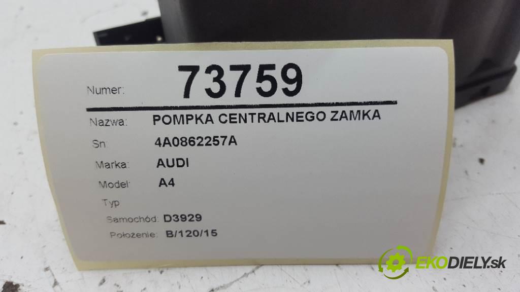 AUDI A4  1995 74kW    1595 pumpa centrálneho zámku 4A0862257A (Riadiace jednotky centrálneho zámku)