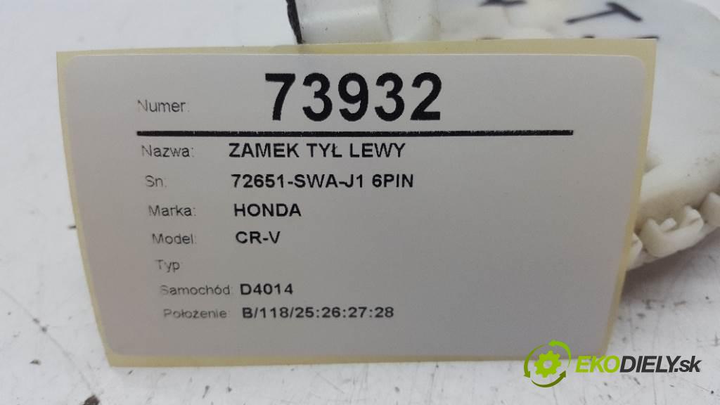 HONDA CR-V  2008 110 kW III 1997 zámok zadní část levý 72651-SWA-J1 6PIN