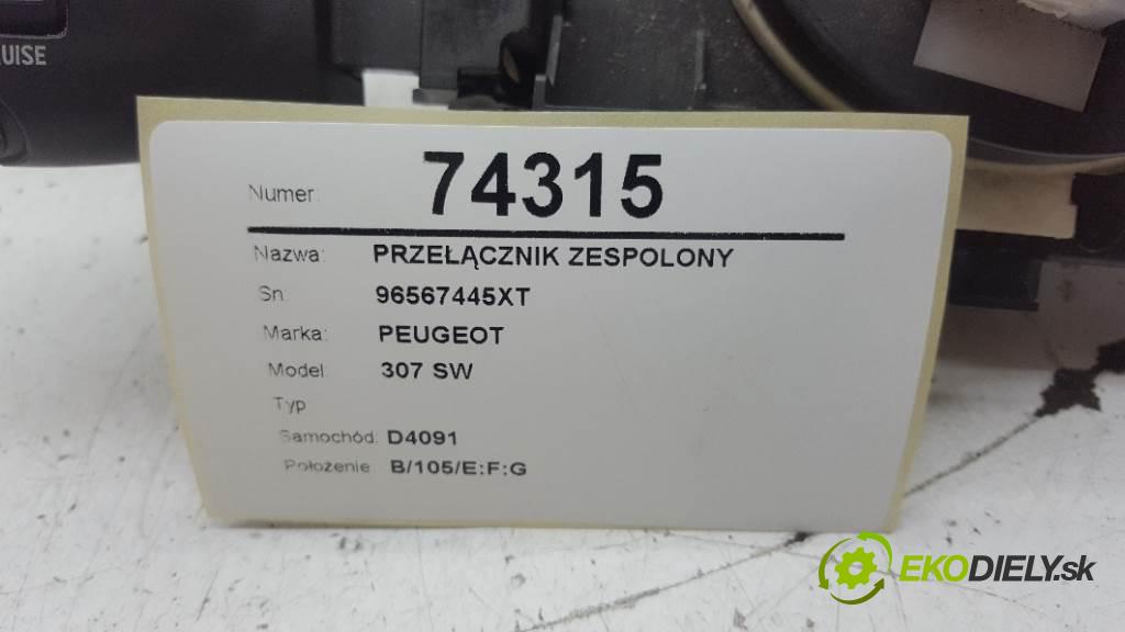PEUGEOT 307 SW  2005 80kW    1560 přepínač kombinovaný 96567445XT (Ovládaní topení a přepínače)
