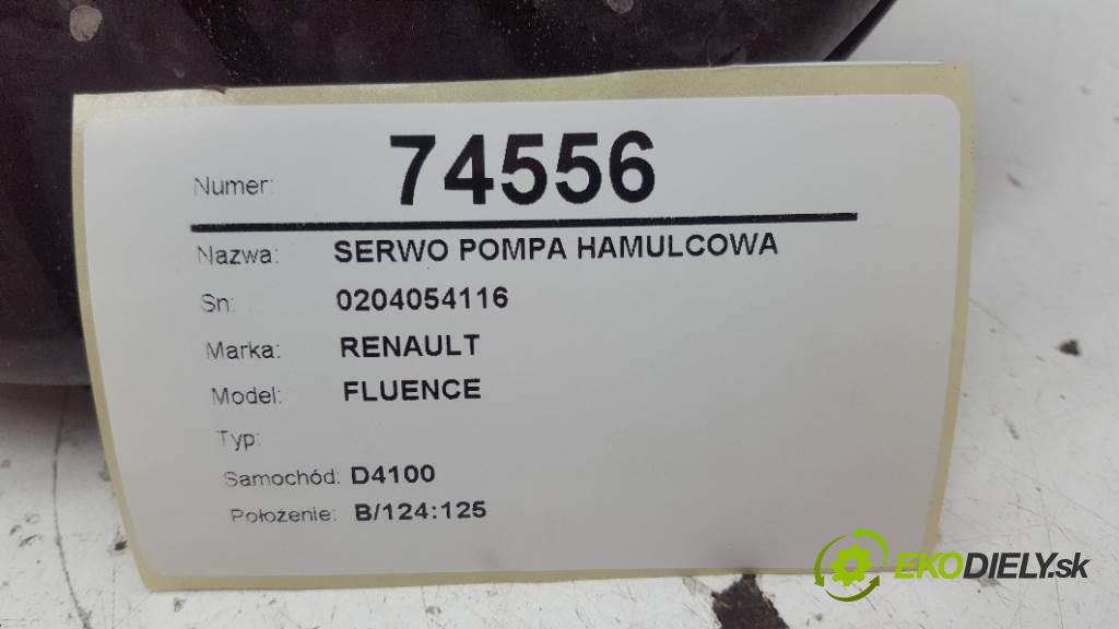 RENAULT FLUENCE  2010 103kW    1997 Posilovač Pumpa brzdová 0204054116 (Posilňovače bŕzd)