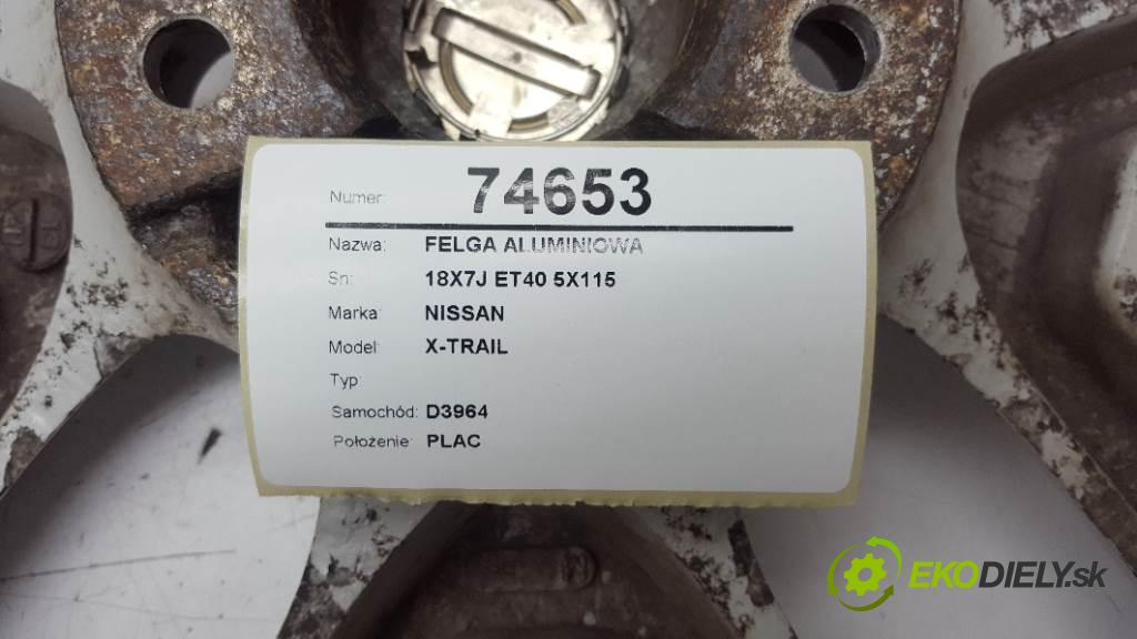 NISSAN X-TRAIL  2011 127kW   1995 disk 18X7J ET40 5X115 (Hliníkové)