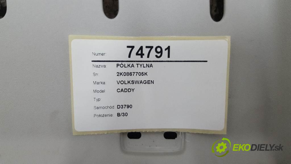 VOLKSWAGEN CADDY  2015 75kW    1598 Pláto zadná 2K0867705K (Pláta zadné)