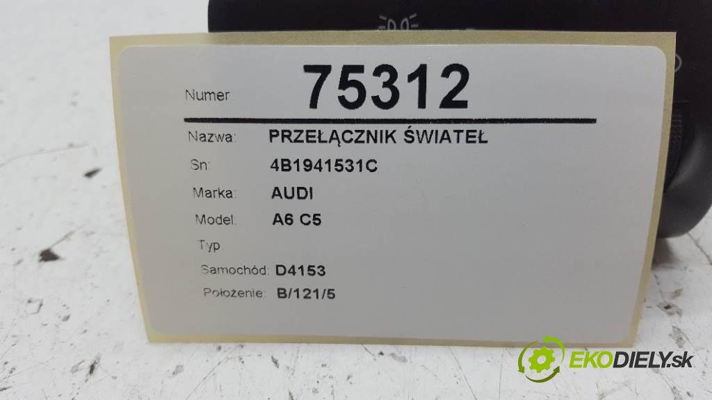 AUDI A6 C5   110 kW    1781 Prepínač svetiel 4B1941531C (Prepínače, spínače, tlačidlá a ovládače kúrenia)