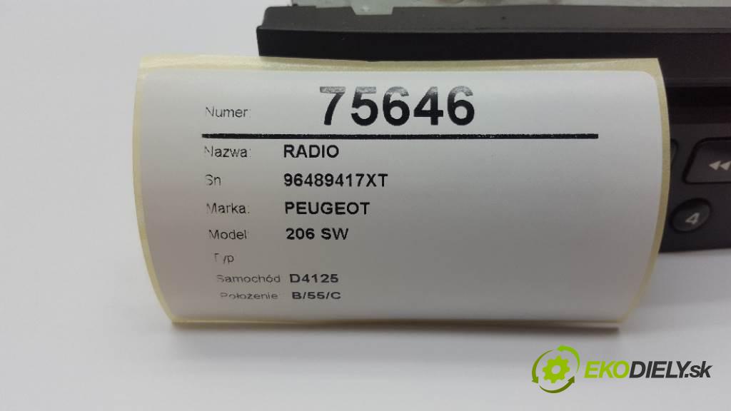 PEUGEOT 206 SW  2004 65kW  1360 RADIO 96489417XT (Audio zariadenia)