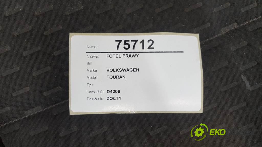 VOLKSWAGEN TOURAN  2009 77kW    1896 Sedadlo pravy  (Sedačky, sedadlá)