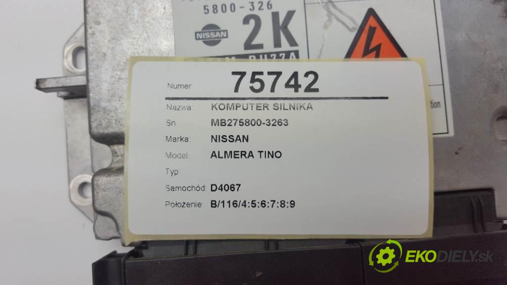 NISSAN ALMERA TINO  2004 84kW    2184 riadiaca jednotka Motor MB275800-3263 (Riadiace jednotky)
