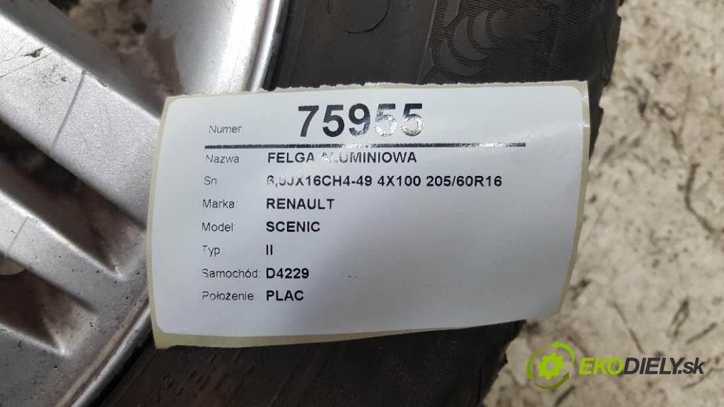 RENAULT SCENIC II 2003 83kW II 1598 disk 6,5JX16CH4-49 4X100 205/60R16 (Hliníkové)