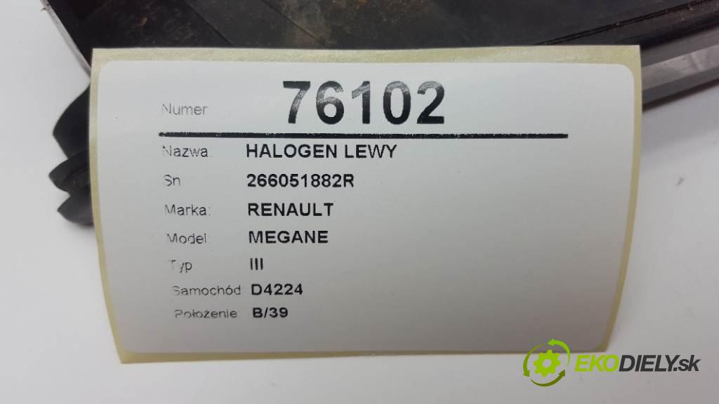 RENAULT MEGANE III 2012 81kW III 1598 hmlové svetlo, hmlovka levý 266051882R