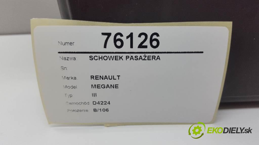 RENAULT MEGANE III 2012 81kW III 1598 přihrádka kastlík spolujezdce  (Přihrádky, kastlíky)