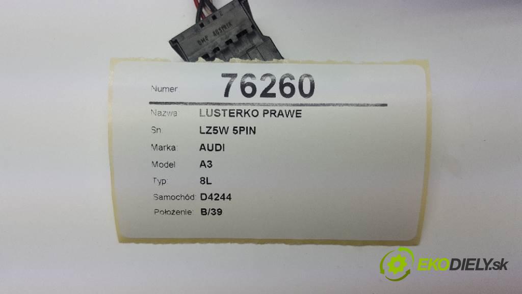 AUDI A3 8L 2001 74kW 8L 1896 zpětné zrcátko pravé LZ5W 5PIN