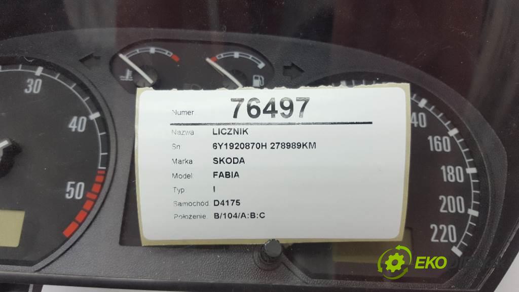 SKODA FABIA I 2003 74kW I 1896 Prístrojovka 6Y1920870H 278989KM (Prístrojové dosky, displeje)