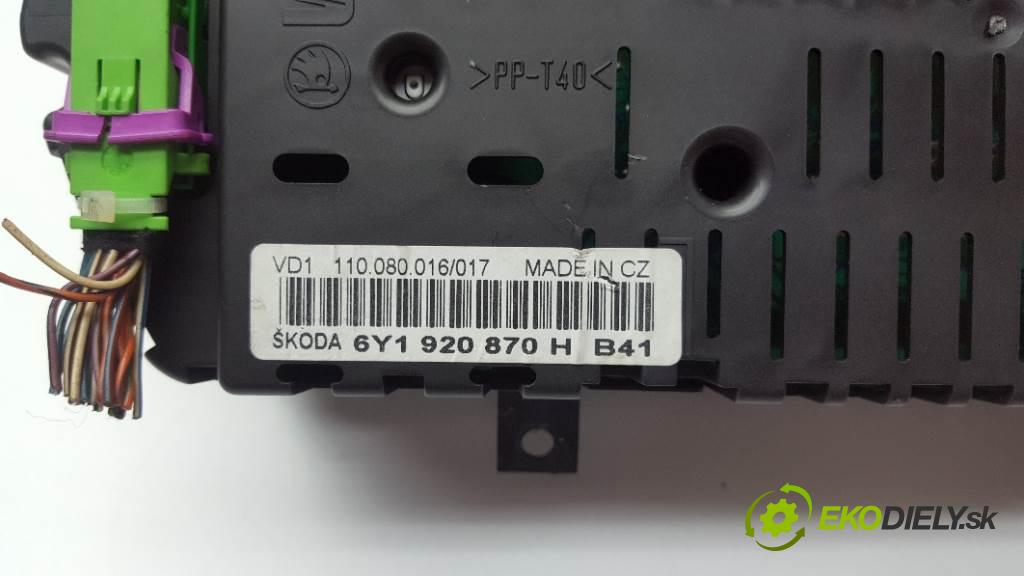 SKODA FABIA I 2003 74kW I 1896 Prístrojovka 6Y1920870H 278989KM (Prístrojové dosky, displeje)