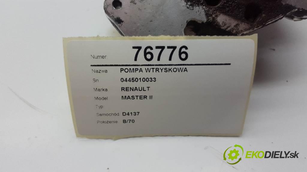 RENAULT MASTER II  2002 74kW   2100 Pumpa vstrekovacia 0445010033 (Vstrekovacie čerpadlá)