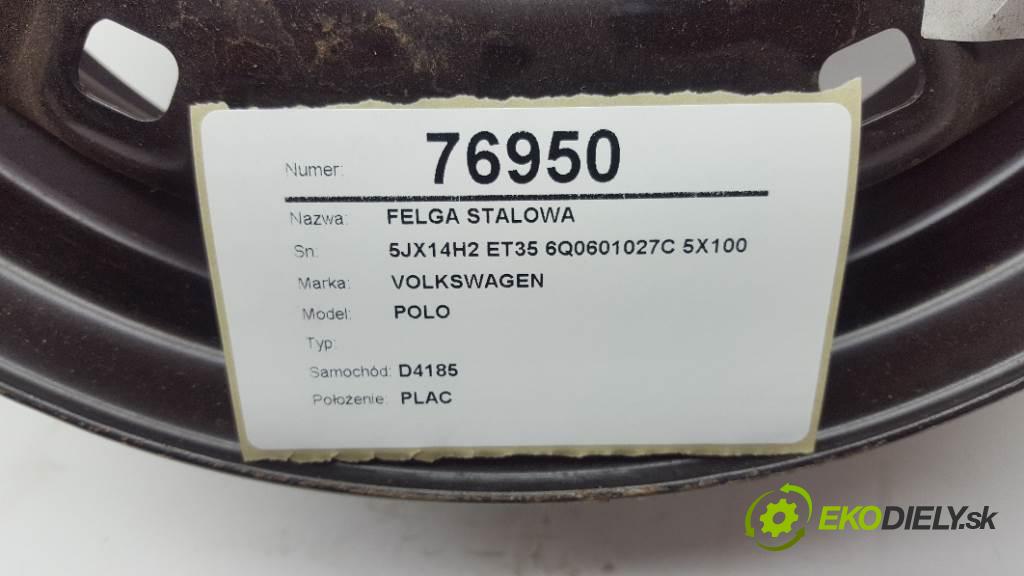 VOLKSWAGEN POLO  2002 47kW   1198 disk OCEL: 5JX14H2 ET35 6Q0601027C 5X100
