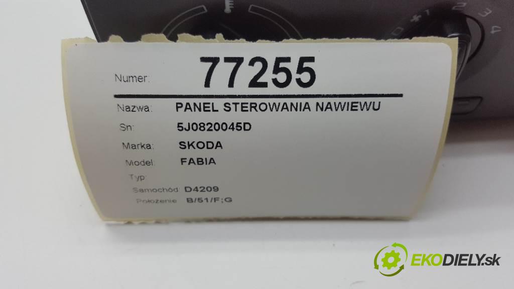 SKODA FABIA  2013 51kW    1198 Panel ovládania kúrenia 5J0820045D (Prepínače, spínače, tlačidlá a ovládače kúrenia)