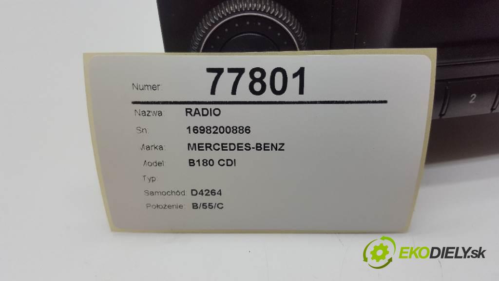 MERCEDES-BENZ B180 CDI  2007 80kW    1992 RADIO 1698200886 (Audio zariadenia)